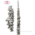 Precision casting conveyor link chains in galvanizing line